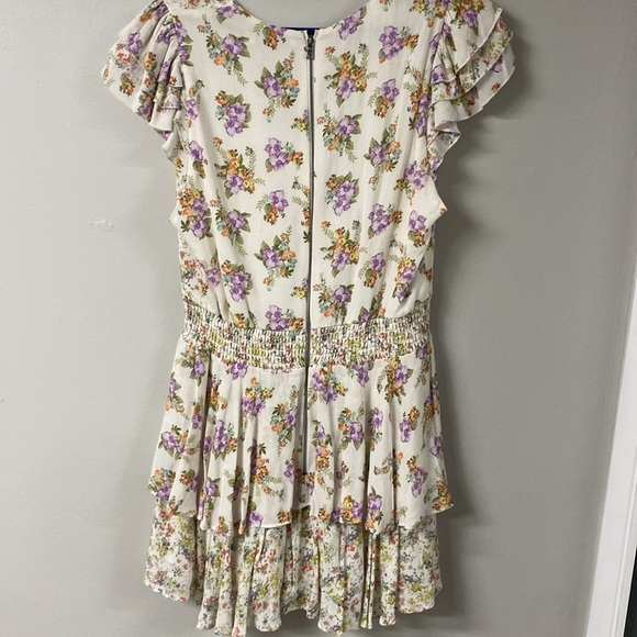 ALICE+OLIVIA MARISKA FLORAL DRESS FLUTTER SLEEVE SMOCKED WAIST TRENDING PATTERN - Picture 14 of 16